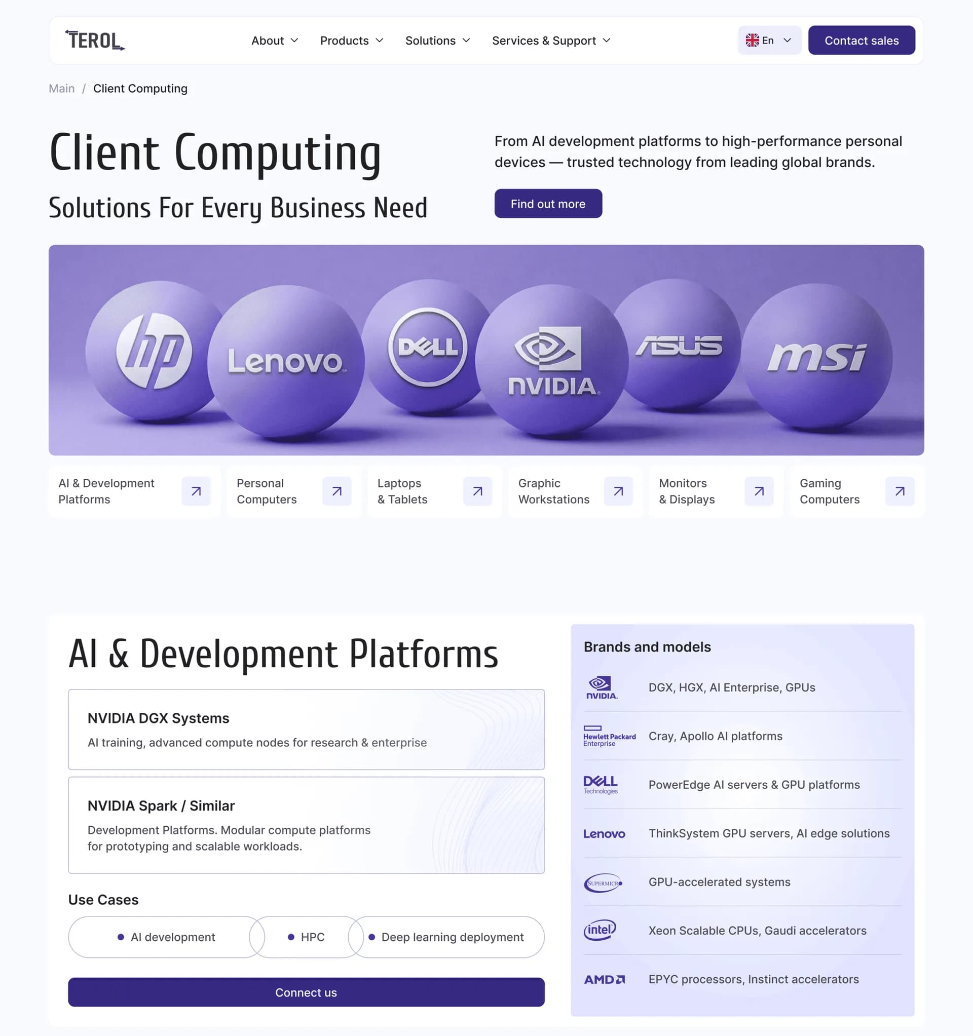 Страница Client Computing с линейкой бренд‑партнёров